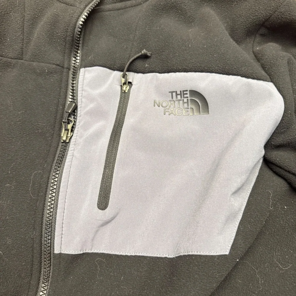 The North‎ Face Mens Large Black Gray Full Zip Fleece Jacket Denali Style